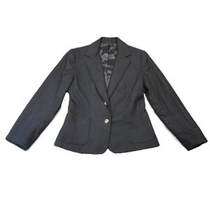 Vintage Wool Blazer Women 10 Black 2-Button Lined Classic Union USA Made 60s 70s